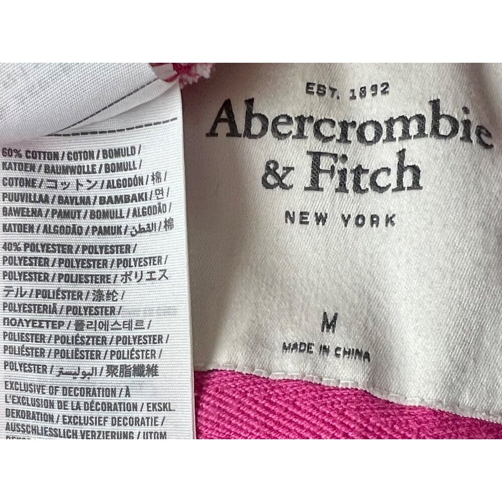 Abercrombie & Fitch Gray & Pink Sequin Logo Slouchy On/Off Shoulder Cozy Sweater - Picture 10 of 11